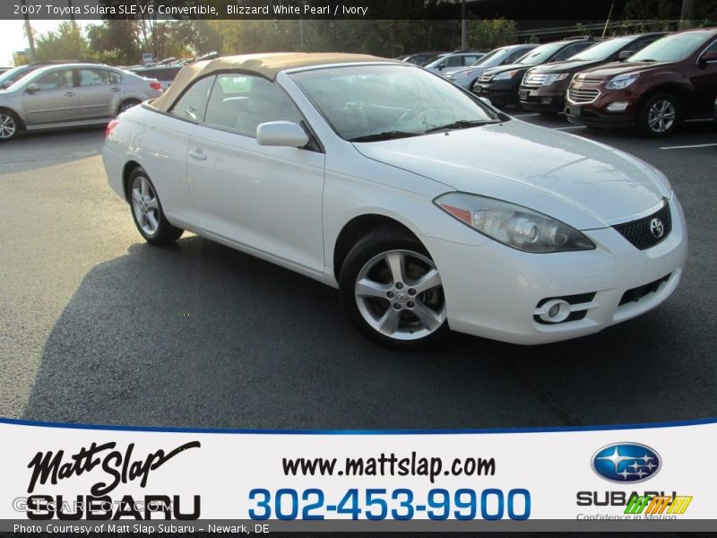 Blizzard White Pearl / Ivory 2007 Toyota Solara SLE V6 Convertible