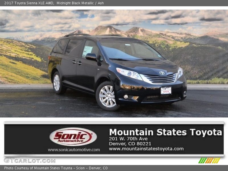 Midnight Black Metallic / Ash 2017 Toyota Sienna XLE AWD