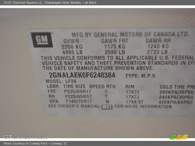 Champagne Silver Metallic / Jet Black 2015 Chevrolet Equinox LS