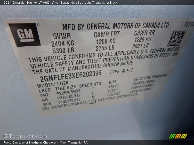 Silver Topaz Metallic / Light Titanium/Jet Black 2014 Chevrolet Equinox LT AWD