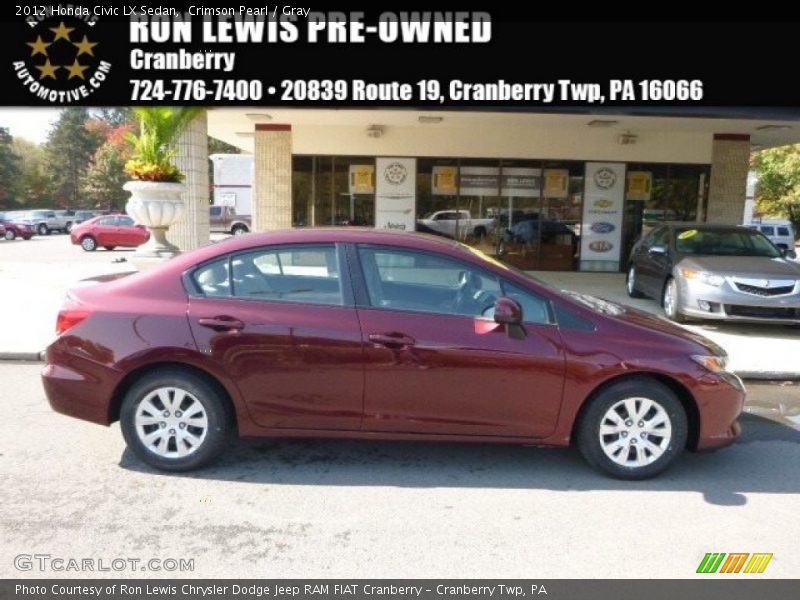 Crimson Pearl / Gray 2012 Honda Civic LX Sedan