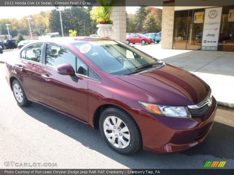 Crimson Pearl / Gray 2012 Honda Civic LX Sedan