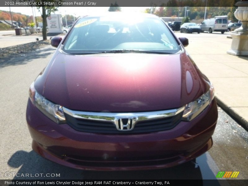 Crimson Pearl / Gray 2012 Honda Civic LX Sedan