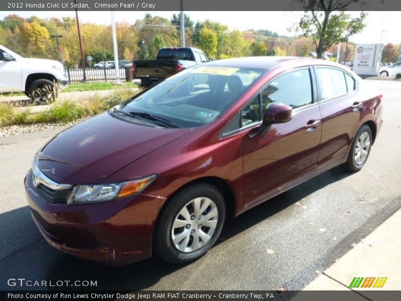 Crimson Pearl / Gray 2012 Honda Civic LX Sedan