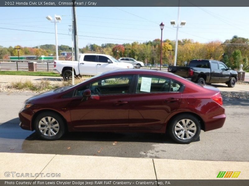 Crimson Pearl / Gray 2012 Honda Civic LX Sedan