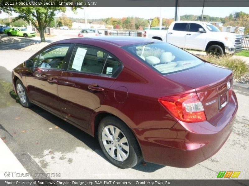 Crimson Pearl / Gray 2012 Honda Civic LX Sedan