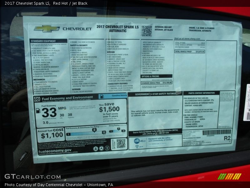 Red Hot / Jet Black 2017 Chevrolet Spark LS