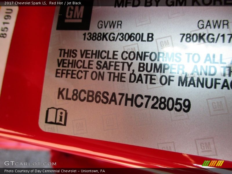 Red Hot / Jet Black 2017 Chevrolet Spark LS