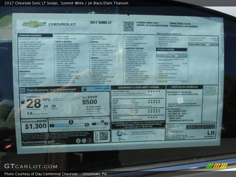 Summit White / Jet Black/Dark Titanium 2017 Chevrolet Sonic LT Sedan