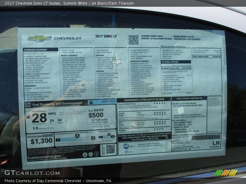 Summit White / Jet Black/Dark Titanium 2017 Chevrolet Sonic LT Sedan