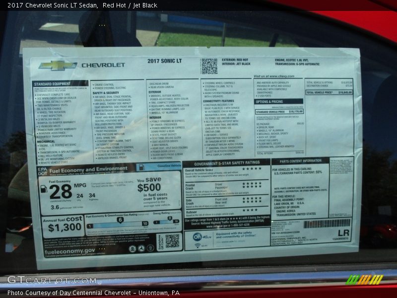 Red Hot / Jet Black 2017 Chevrolet Sonic LT Sedan