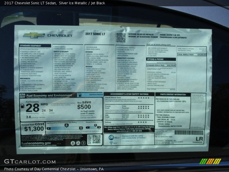 Silver Ice Metallic / Jet Black 2017 Chevrolet Sonic LT Sedan