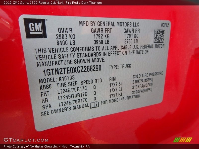 Fire Red / Dark Titanium 2012 GMC Sierra 1500 Regular Cab 4x4