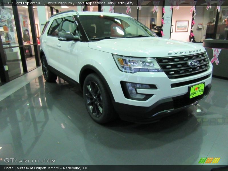White Platinum / Sport Appearance Dark Earth Gray 2017 Ford Explorer XLT