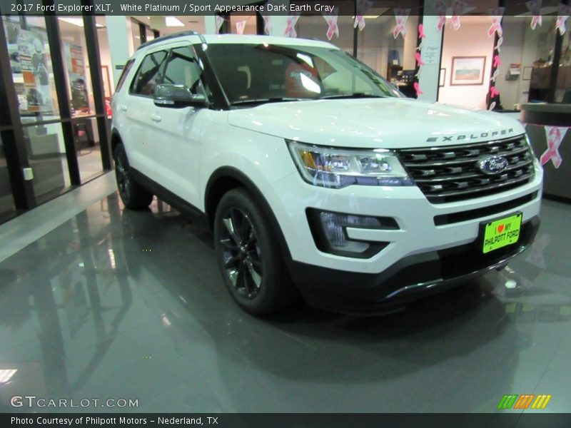 White Platinum / Sport Appearance Dark Earth Gray 2017 Ford Explorer XLT