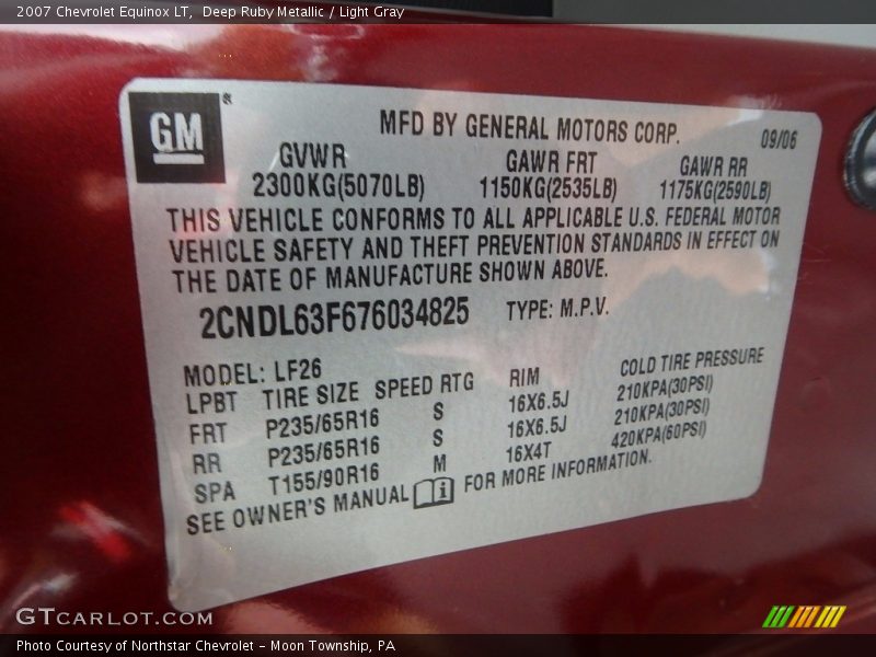 Deep Ruby Metallic / Light Gray 2007 Chevrolet Equinox LT