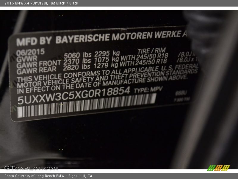 Jet Black / Black 2016 BMW X4 xDrive28i