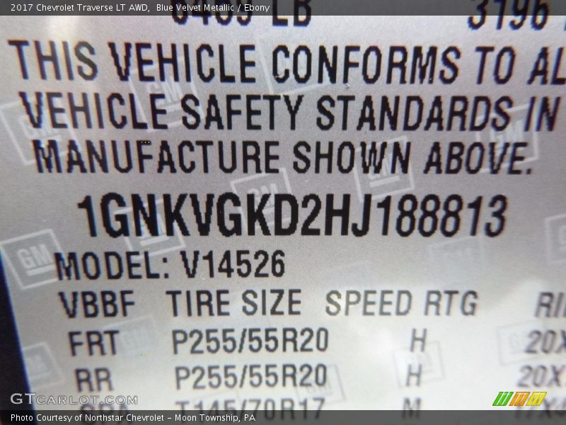 Blue Velvet Metallic / Ebony 2017 Chevrolet Traverse LT AWD