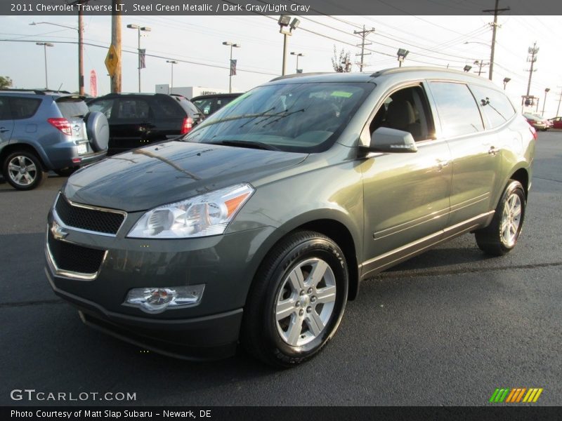 Steel Green Metallic / Dark Gray/Light Gray 2011 Chevrolet Traverse LT