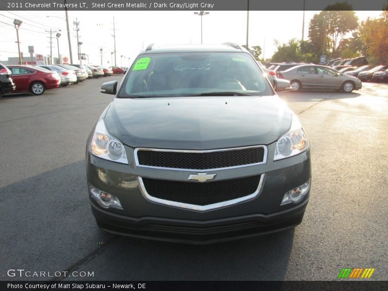 Steel Green Metallic / Dark Gray/Light Gray 2011 Chevrolet Traverse LT