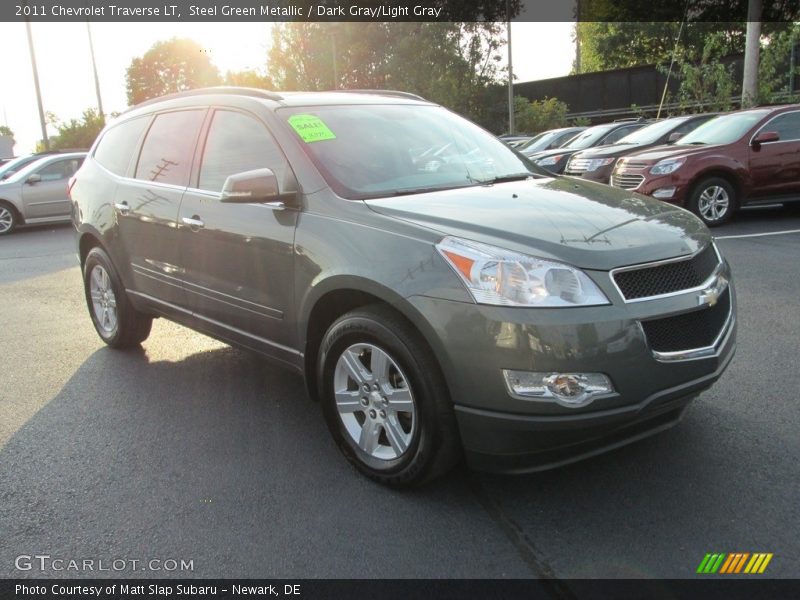 Steel Green Metallic / Dark Gray/Light Gray 2011 Chevrolet Traverse LT