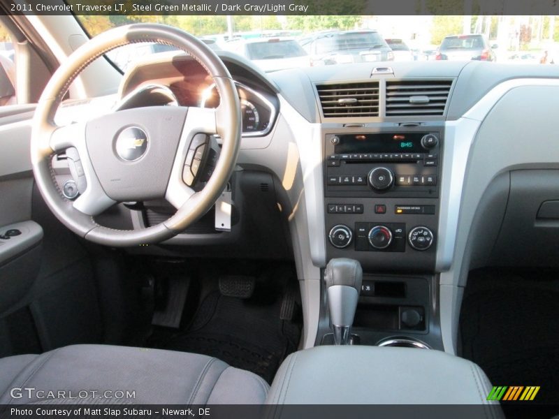 Steel Green Metallic / Dark Gray/Light Gray 2011 Chevrolet Traverse LT