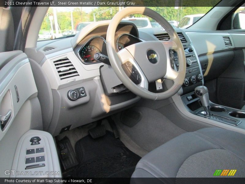 Steel Green Metallic / Dark Gray/Light Gray 2011 Chevrolet Traverse LT