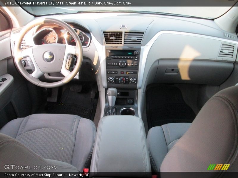 Steel Green Metallic / Dark Gray/Light Gray 2011 Chevrolet Traverse LT