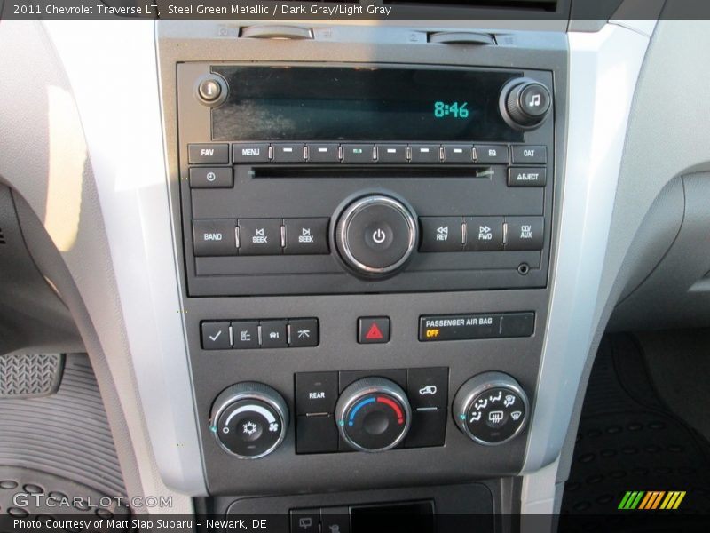 Steel Green Metallic / Dark Gray/Light Gray 2011 Chevrolet Traverse LT