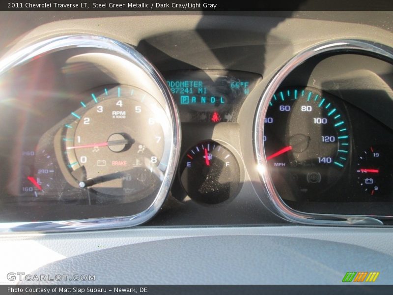 Steel Green Metallic / Dark Gray/Light Gray 2011 Chevrolet Traverse LT