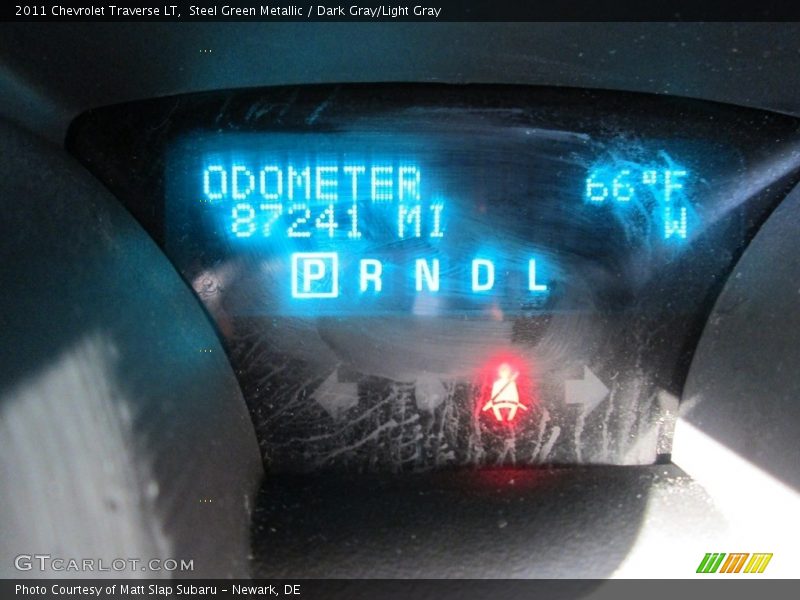 Steel Green Metallic / Dark Gray/Light Gray 2011 Chevrolet Traverse LT