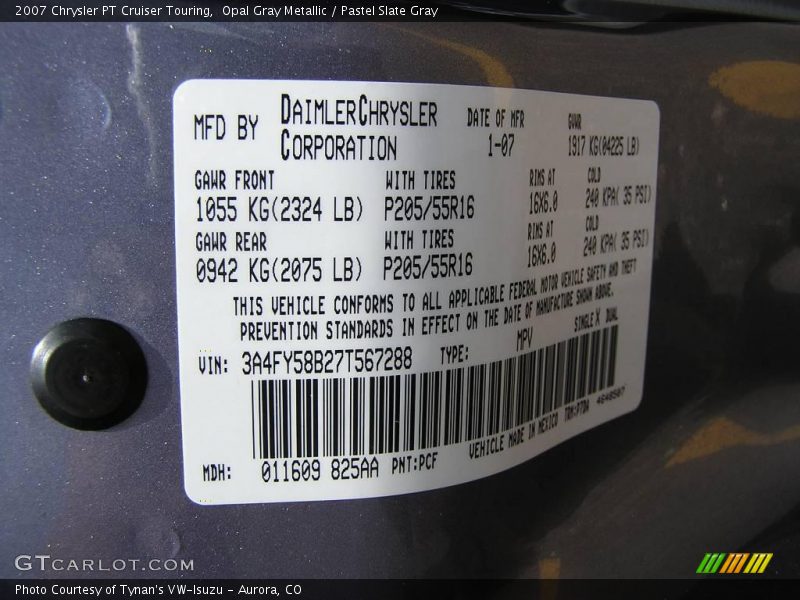 Opal Gray Metallic / Pastel Slate Gray 2007 Chrysler PT Cruiser Touring