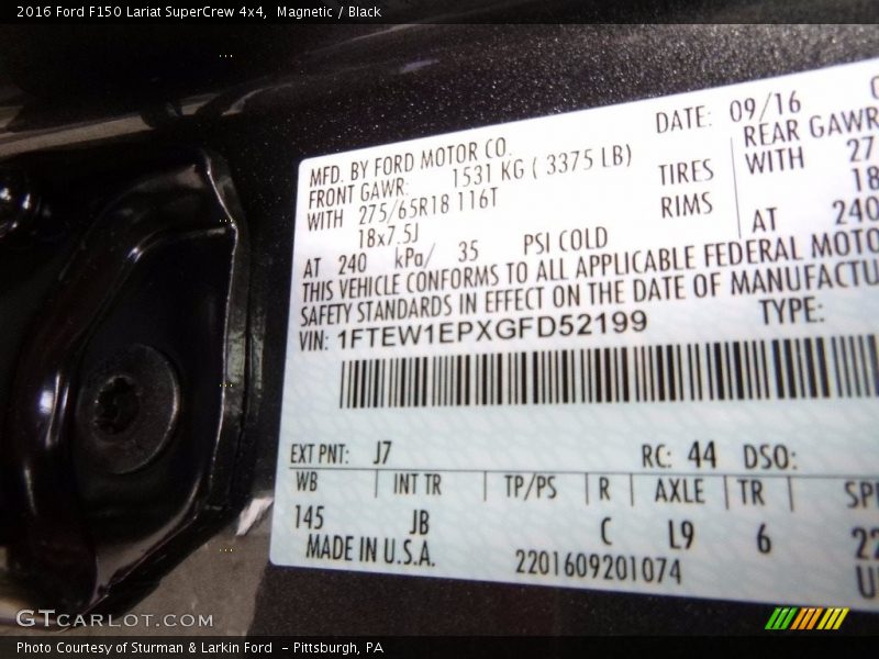 Magnetic / Black 2016 Ford F150 Lariat SuperCrew 4x4