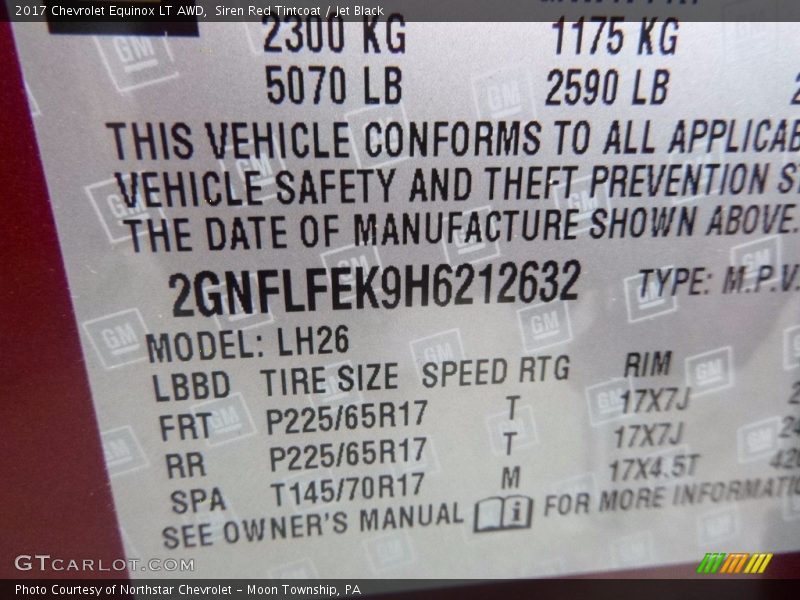 Siren Red Tintcoat / Jet Black 2017 Chevrolet Equinox LT AWD