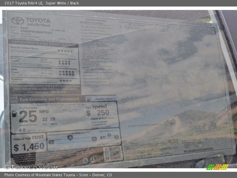 Super White / Black 2017 Toyota RAV4 LE