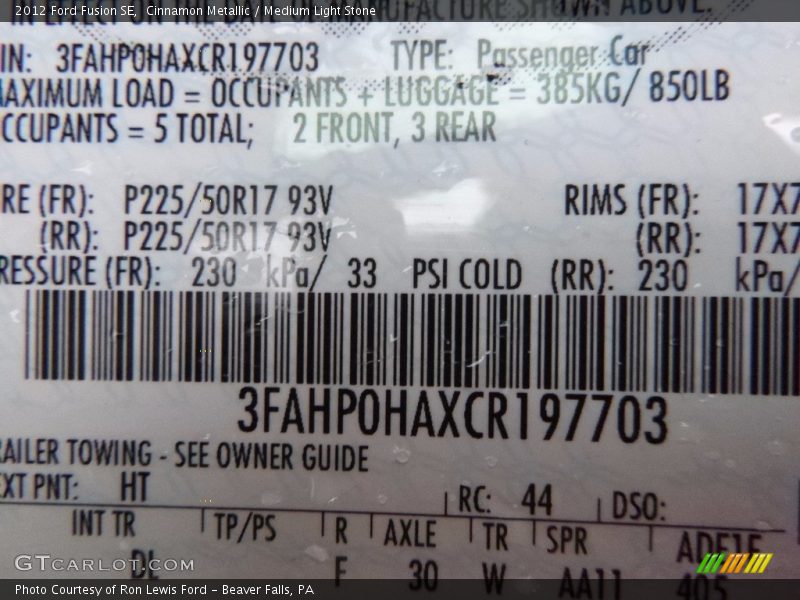 Cinnamon Metallic / Medium Light Stone 2012 Ford Fusion SE