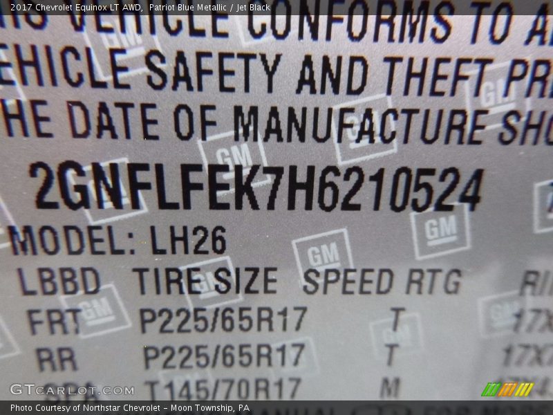Patriot Blue Metallic / Jet Black 2017 Chevrolet Equinox LT AWD