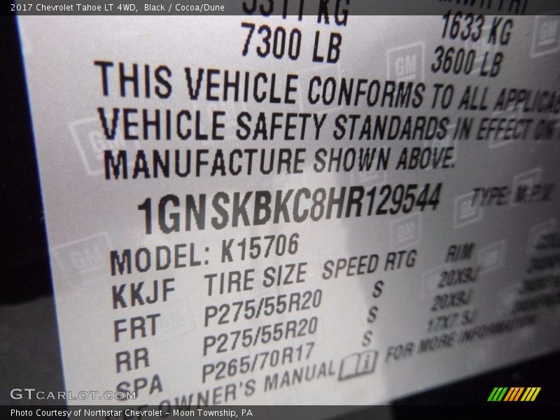Black / Cocoa/Dune 2017 Chevrolet Tahoe LT 4WD