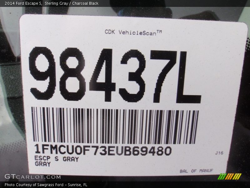 Sterling Gray / Charcoal Black 2014 Ford Escape S