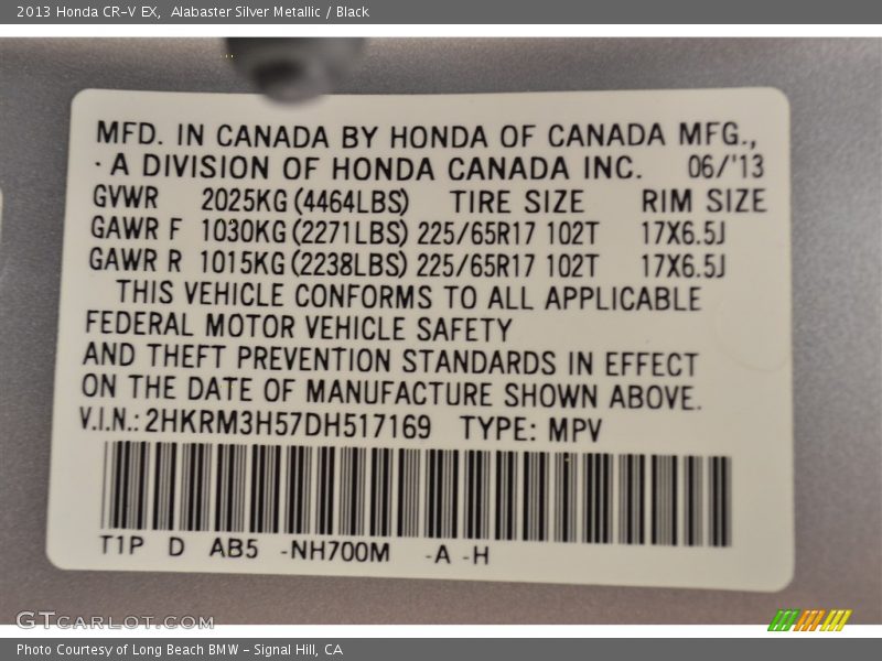 Alabaster Silver Metallic / Black 2013 Honda CR-V EX