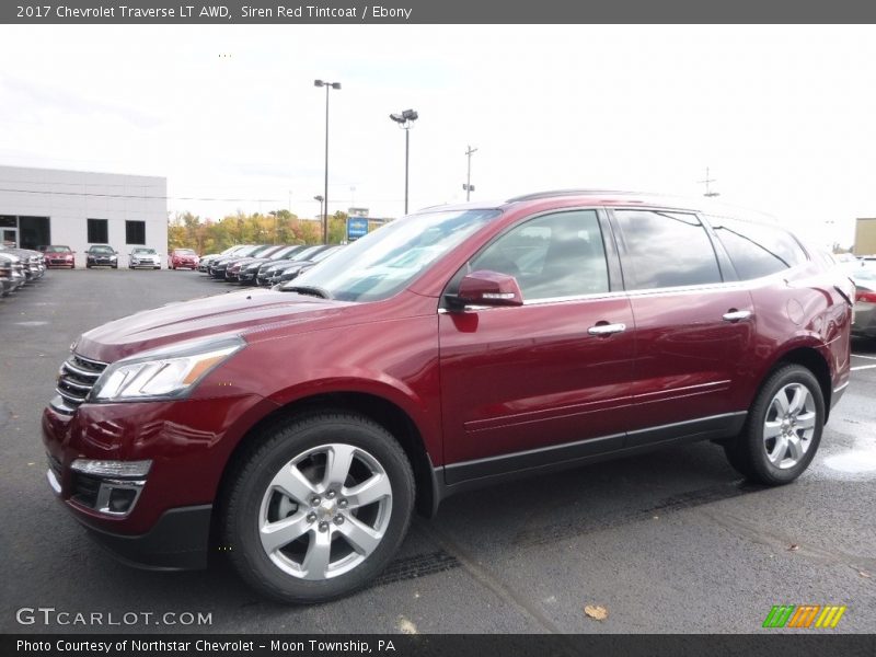 Siren Red Tintcoat / Ebony 2017 Chevrolet Traverse LT AWD