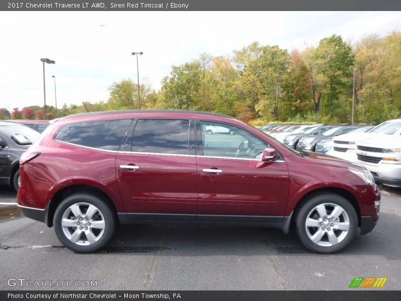 Siren Red Tintcoat / Ebony 2017 Chevrolet Traverse LT AWD