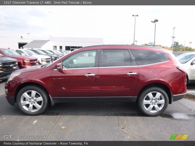 Siren Red Tintcoat / Ebony 2017 Chevrolet Traverse LT AWD