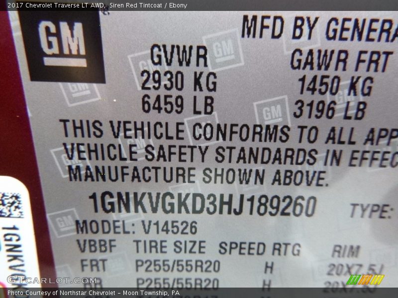 Siren Red Tintcoat / Ebony 2017 Chevrolet Traverse LT AWD