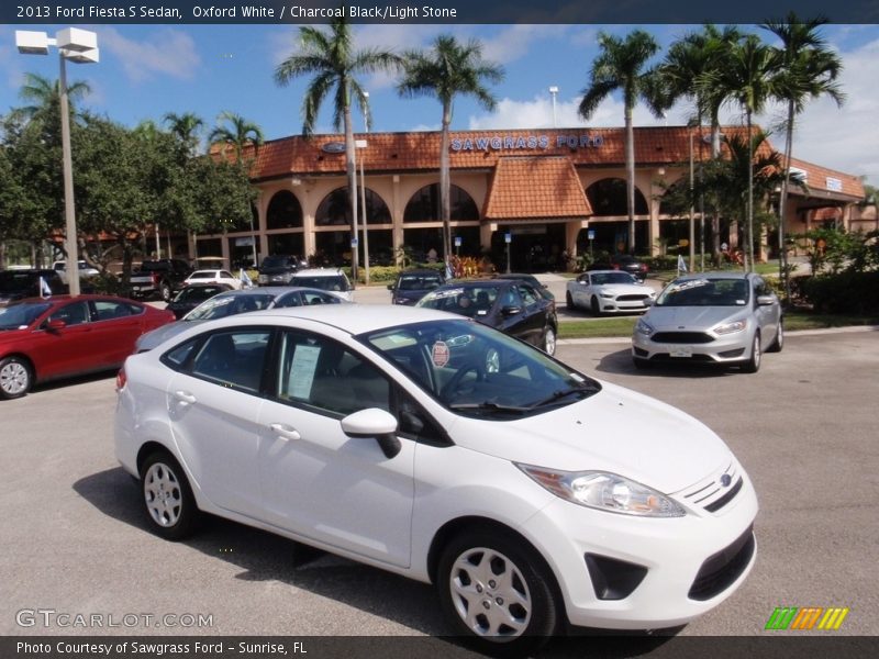 Oxford White / Charcoal Black/Light Stone 2013 Ford Fiesta S Sedan