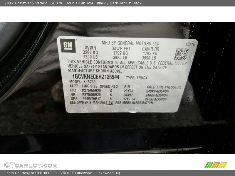Black / Dark Ash/Jet Black 2017 Chevrolet Silverado 1500 WT Double Cab 4x4