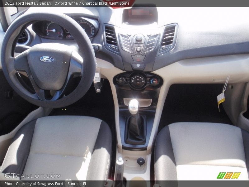 Oxford White / Charcoal Black/Light Stone 2013 Ford Fiesta S Sedan