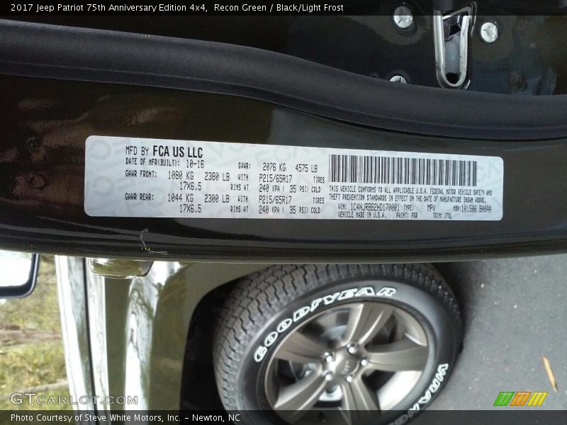 Recon Green / Black/Light Frost 2017 Jeep Patriot 75th Anniversary Edition 4x4