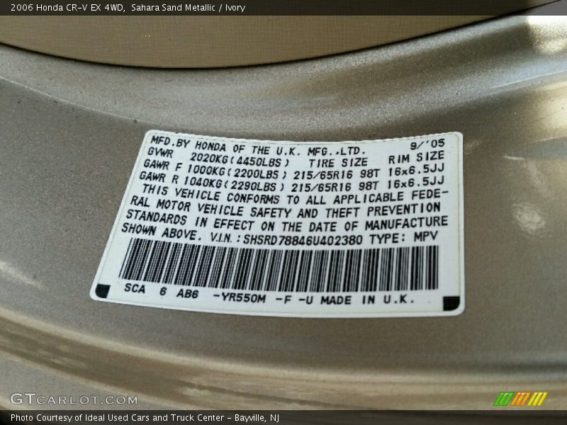 Sahara Sand Metallic / Ivory 2006 Honda CR-V EX 4WD