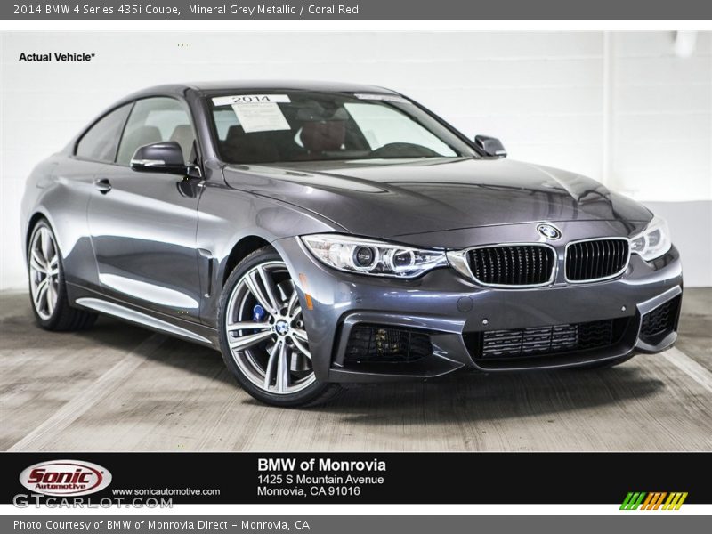 Mineral Grey Metallic / Coral Red 2014 BMW 4 Series 435i Coupe
